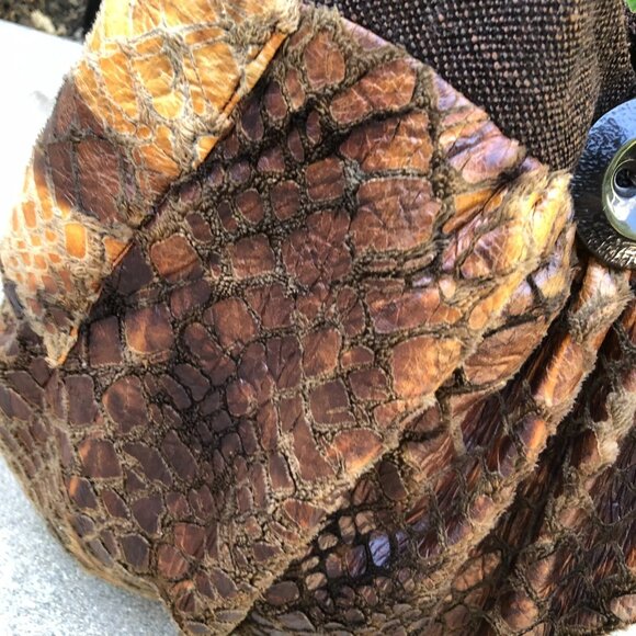 CONNIE GUNDERSON Ventura CA Designer Shoulder Purse Satchel Fuzzy Hand Bag Brown - Picture 16 of 16